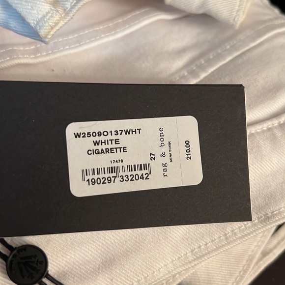 NWT rag & bone Jeans Cigarette White Denim Size 25, 27,28, or 30 available - Picture 9 of 11
